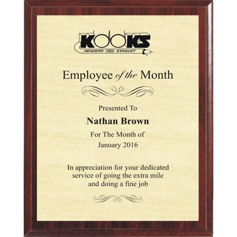 Employee of the Month Plaque Cherry Walnut Style 6X8