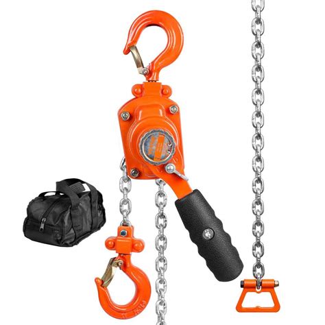 VEVOR 1/4 Ton 550 lbs. Manual Lever Chain Hoist 5 ft. Long Chain Hoist ...