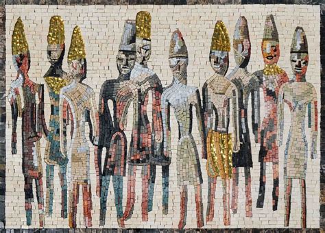 Whimsical Phoenician Figures Mosaic Art | Mosaic art, Art, Mosaic wall art