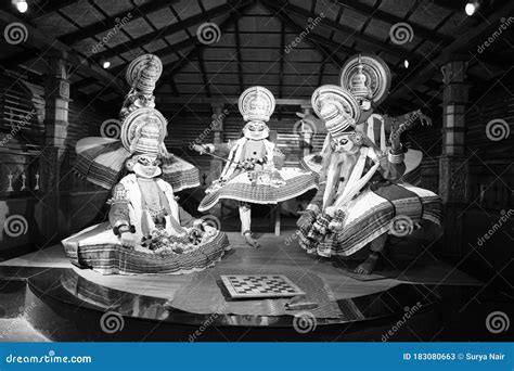 Black White Picture of Kathakali Performers during Traditional ...