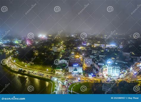 Aerial View of Da Lat City Night Beautiful Tourism Destination in ...