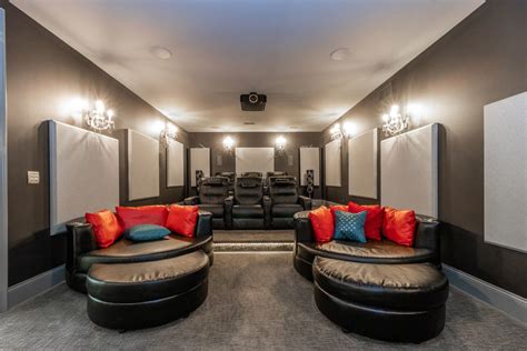 Media Room, Tiered Theater Seating and Luxurious ChairsPure Audio ...