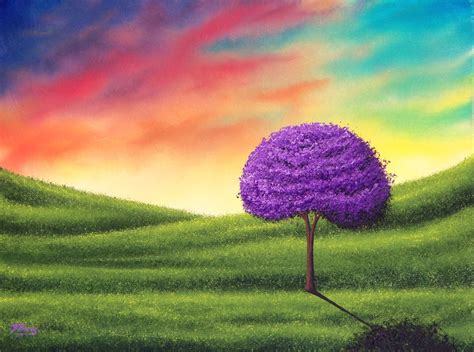 Bing Art by Rachel Bingaman: Sunset Sky Oil Painting, Purple Tree ...