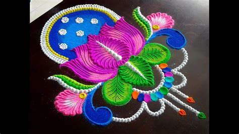 Lotus rangoli for Navratri and Diwali | Easy rangoli design for ...