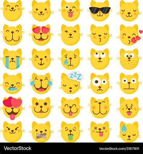 Cat emoji icons set Royalty Free Vector Image - VectorStock