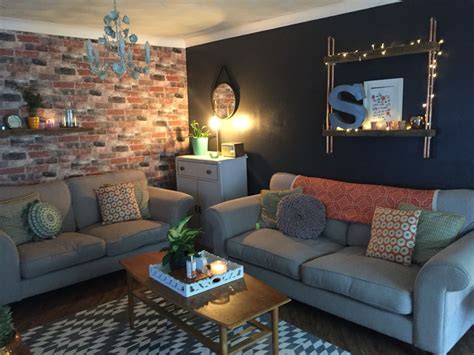 Industrial Grey Brick Wallpaper for Stylish Living Room