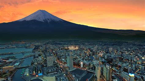 1920x1080 Mount Fuji Snowy Peak Japan Sunset City Laptop Full HD 1080P ...