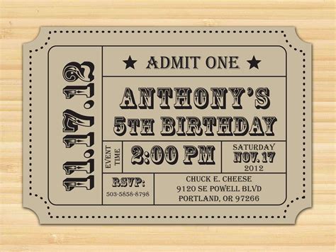 Birthday Ticket Invitation Template Free Luxury Carnival Ticket ...