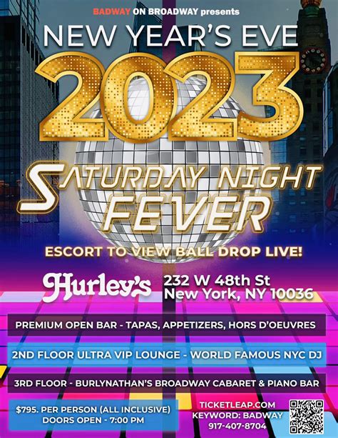 HURLEY'S NYE '23 -SATURDAY NIGHT FEVER! -BALL DROP LIVE! Tickets in New ...