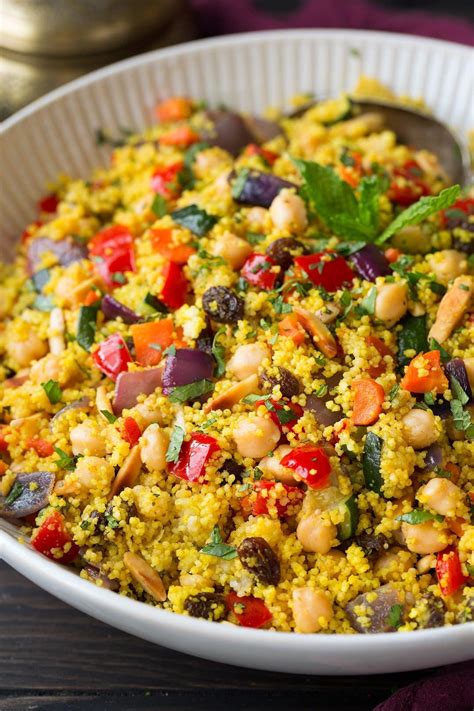 Moroccan Couscous with Roasted Vegetables Chick Peas and Almonds ...