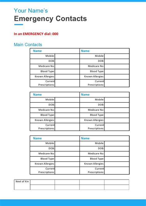 Printable Workplace Emergency Contact List Template - Printable Form ...