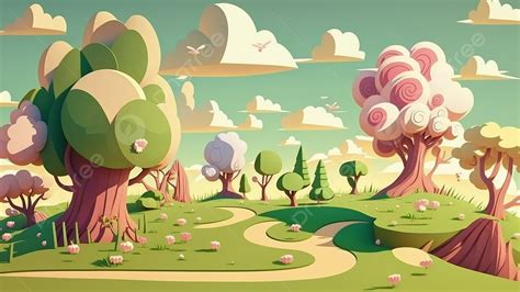 Landscape Cute Cartoon Children Illustration Background, Landscape ...