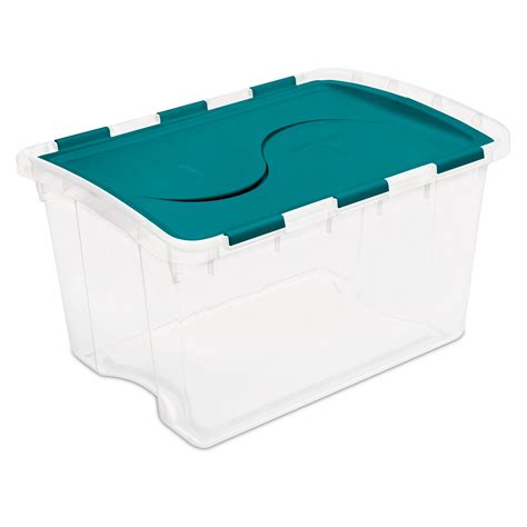 Sterilite 48 Quart Single Unit Teal Sachet Hinged Lid Storage Box ...