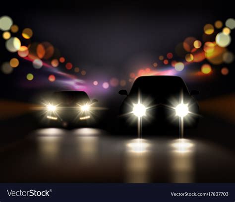 Night ride cars composition Royalty Free Vector Image