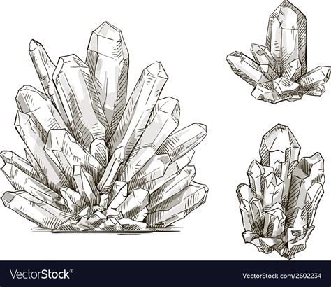 Set of crystals drawings Royalty Free Vector Image