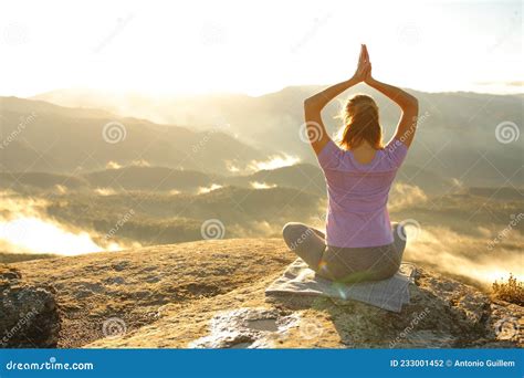 Woman Doing Yoga Pose in the Mountain Stock Photo - Image of fresh ...