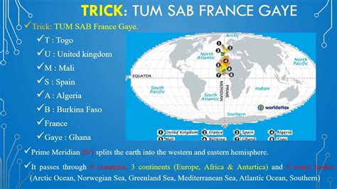 TRICK TO REMEMBER: Countries through which Prime meridian passes - YouTube