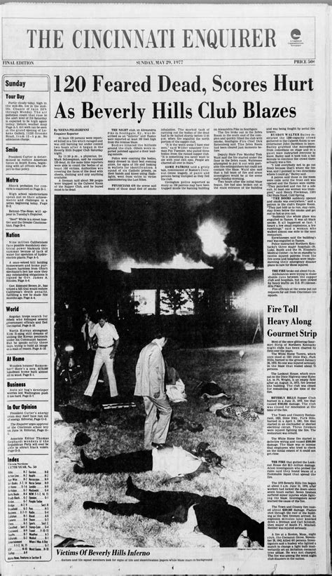 Beverly Hills Supper Club fire | Enquirer historic front pages from May ...