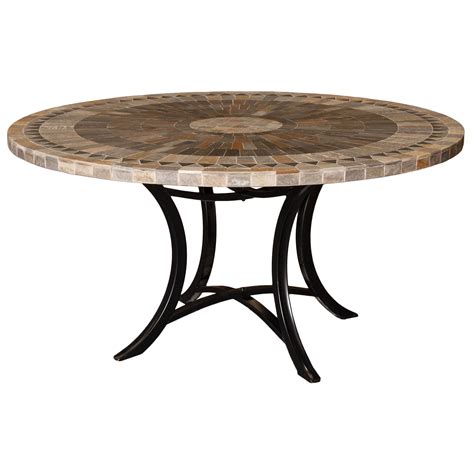 Sunray Slate Stone Round Outdoor Dining Table, Minerva Base, 76cm