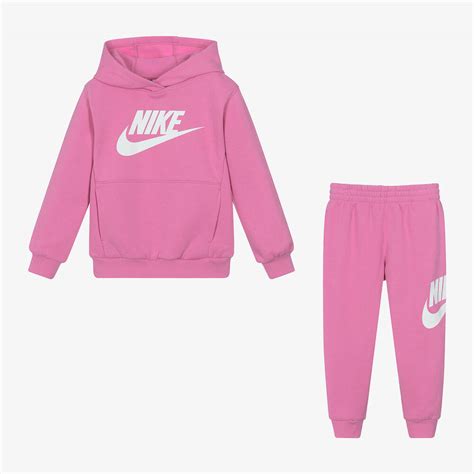 Nike - Girls Pink Cotton Swoosh Tracksuit | Childrensalon