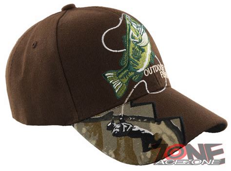 NEW! FISH BASS OUTDOOR SPORT FISHING BALL CAP HAT BROWN – AceZone.com