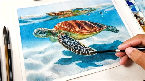 Painting a Sea Turtle in Watercolor - YouTube