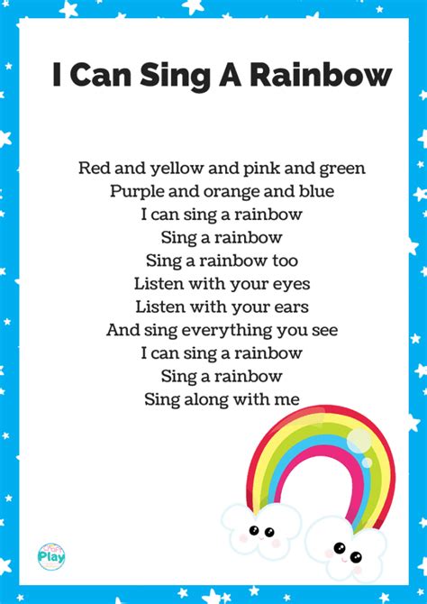 I Can Sing A Rainbow Lyrics And Printable - Craft Play Learn