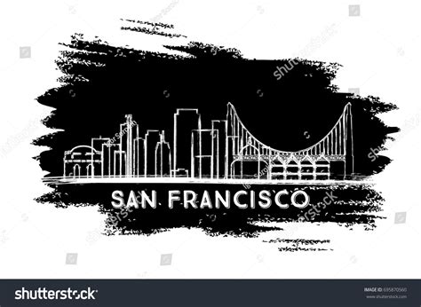 San Francisco Skyline Silhouette Hand Drawn Stock Vector (Royalty Free ...