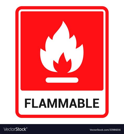 Red sticker flammable fire symbol Royalty Free Vector Image