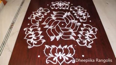 Beautiful lotus Rangoli design with 15*8 dots – Kolams of India