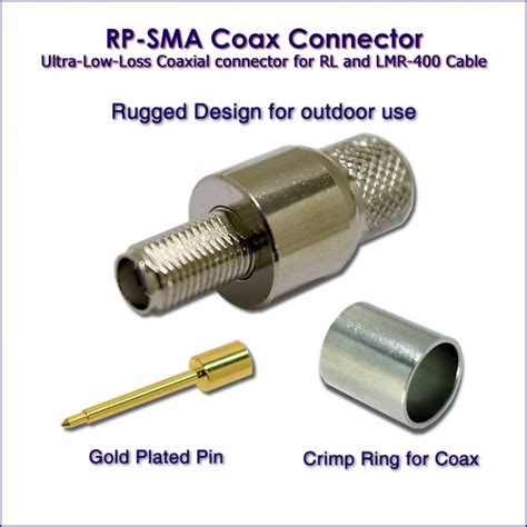 RP-SMA Connector Wireless-WiFi for 100 or 400 coax - RadioLabs