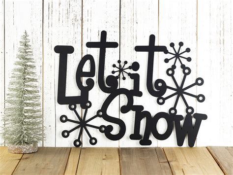 Rustic Let It Snow Metal Sign Outdoor Metal Wall Art - Etsy