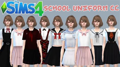 |The Sims 4| Japanese School Uniforms : CC LINK : 2 - YouTube