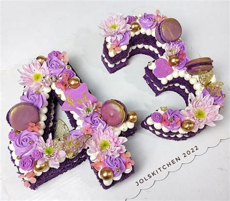 Purple Number Cake | Pretty cakes, Cake decorating, Cake