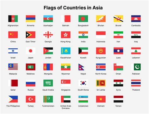 Asia countries flags. Rectangle flags of countries in Asia. 13709784 ...