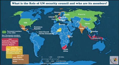 World Map Showing Countries which are Permament Members and Non ...