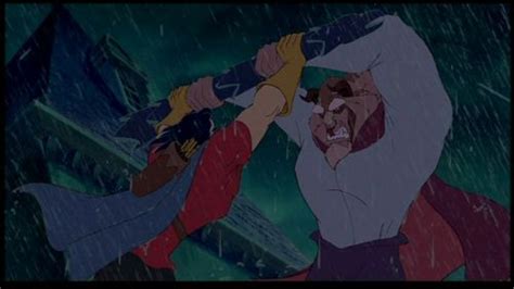 What does the Beast say to Gaston during the rooftop fight? - The ...