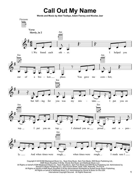 The Weeknd 'Call Out My Name' Sheet Music and Printable PDF Music Notes ...