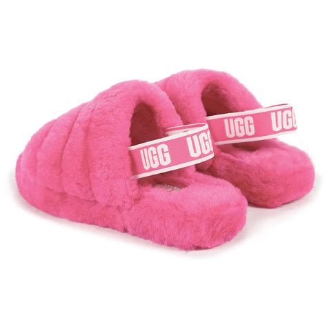 UGG Fluffy Slipper Sandals in Pink — BAMBINIFASHION.COM