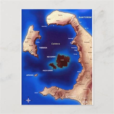 santorini-caldera-map.jpg postcard | Zazzle.com