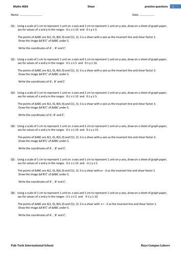 Shear Transformation | Teaching Resources