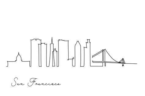 Single line drawing of San Francisco USA skyline. Town and buildings ...