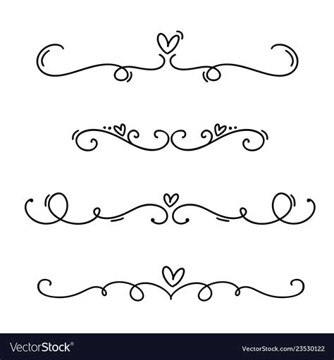 Vintage line elegant valentine dividers and Vector Image