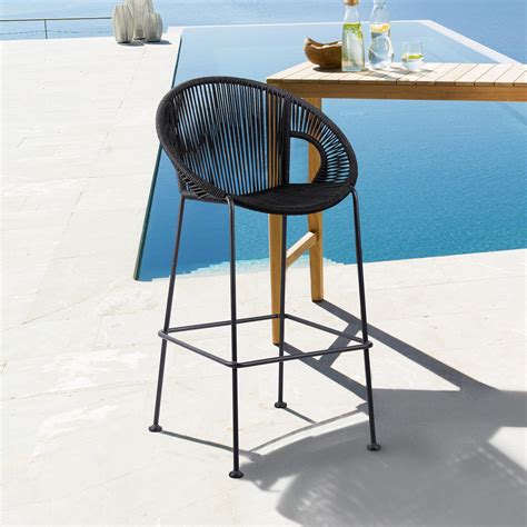 Acapulco 26" Indoor Outdoor Steel Bar Stool with Black Rope - Walmart ...