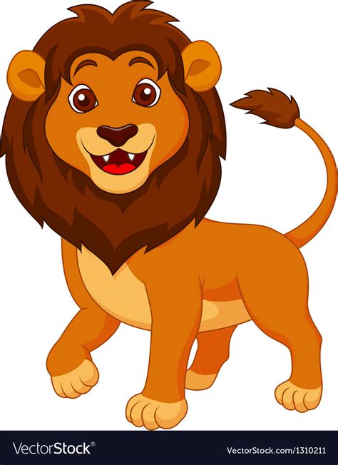 Cute lion cartoon vector by tigatelu - Image #1310211 - VectorStock