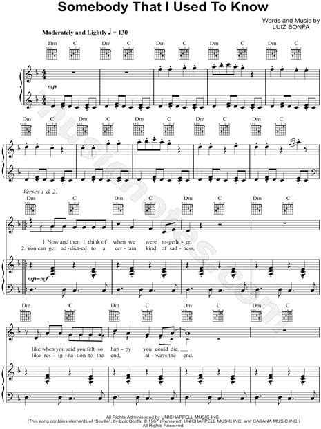 Somebody that i used to know Sheet Music | Sheet music, Cello music ...