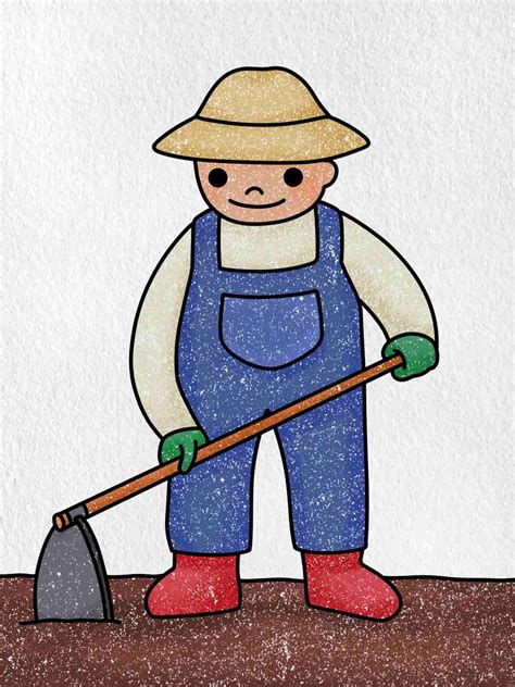 How to Draw a Farmer Farming - HelloArtsy