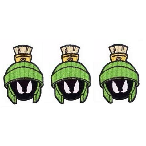 Looney Tunes Marvin The Martian Helmet 3 1/2 Inch Tall Set of 3 Iron-On ...