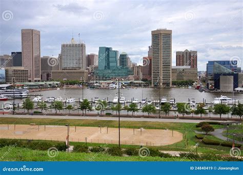 Baltimore Inner Harbor Skyline Stock Image - Image of american ...