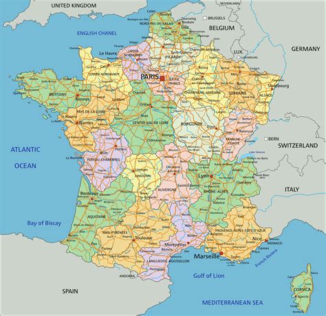 Detailed Political Map Of France